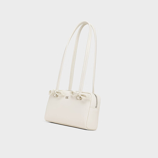 
CHARLES/KEITH25 autumn new product bow long shoulder strap underarm bag pillow bag Chinese Valentine's gift SL2-20681234 Daisy Chalk pink white M