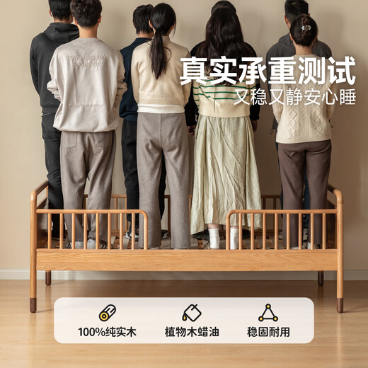 Genji Muyu children's furniture baby splicing bed solid wood with guardrails bedroom multi-functional baby widening bed 0.8*1.6m children's splicing bed