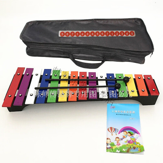 音准15音铝板琴打击琴儿童乐器音乐玩具手敲琴木琴奥尔夫教具 15音铝板琴手提包歌谱书音符贴琴锤 教学款