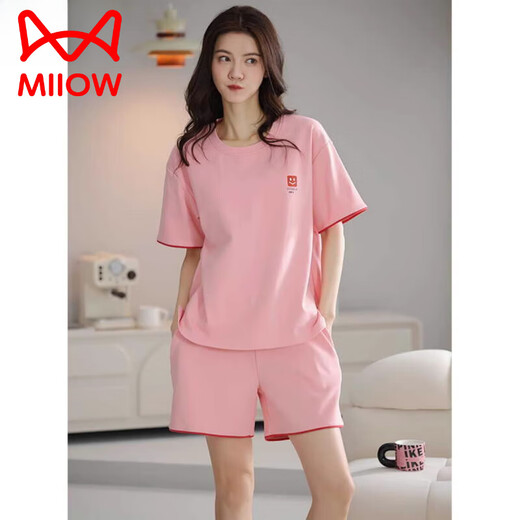 猫人（MiiOW）2025年新款睡衣女夏季爆款纯棉短袖甜美休闲运动家居服套装 Z9854 M 【建议80-100斤穿】