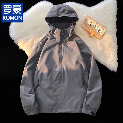罗蒙（ROMON）冲锋衣男款2025新款夏季薄款户外三合一外套软壳爬山服女防风登山 6628米白色【男女同款】【三合一 3XL