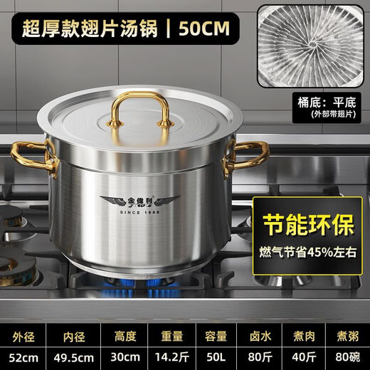 Fin energy-saving soup bucket commercial gas composite bottom energy-saving large soup pot brine pot heat gathering 304 stainless steel bucket ultra-thick energy-saving pot 5028-free anti-stick steaming sheet 0cm