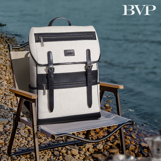 BVP【新品】休闲帆布背包2025新款大容量旅行轻便户外双肩包电脑包 意大利高密度棉麻-米白