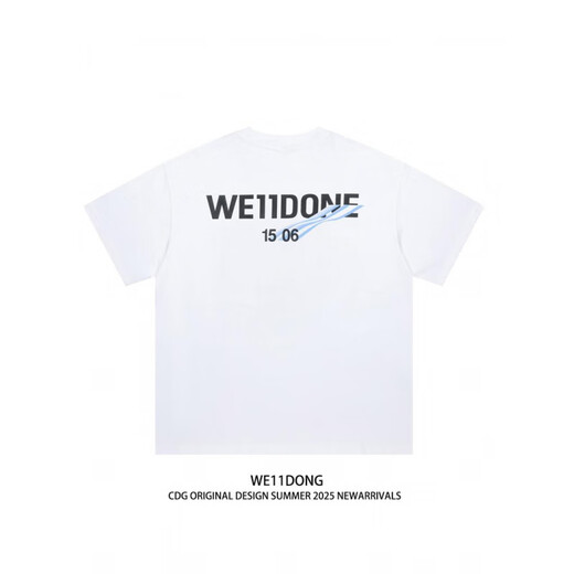 
WE11DONE niche trendy brand summer wave 1506 letter print men and women couple loose short-sleeved T-shirt white M