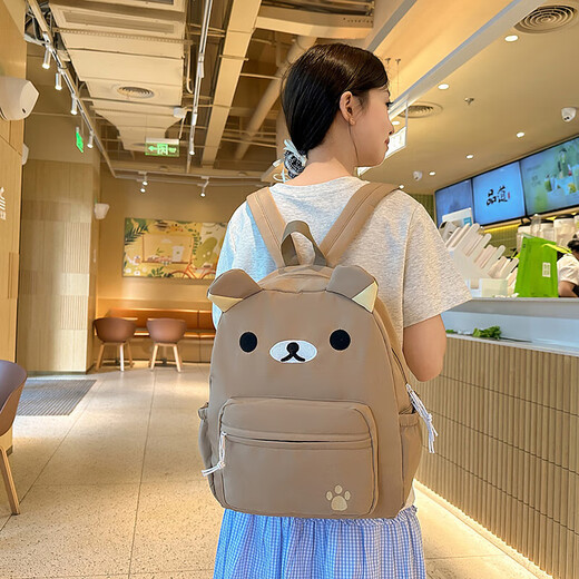 少女日系可爱卡通奶白小熊ins百搭学生大容量软妹双肩包书包背包 卡其色
