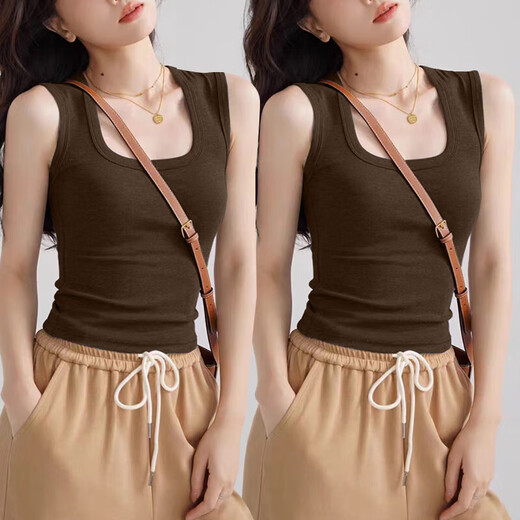 
Slim fit and slim suspender vest for women in summer 2025 new versatile large size fat MM sleeveless short base top K10-dark gray 2XL Recommended weight 130-150Jin [Jin equals 0.5 kg]