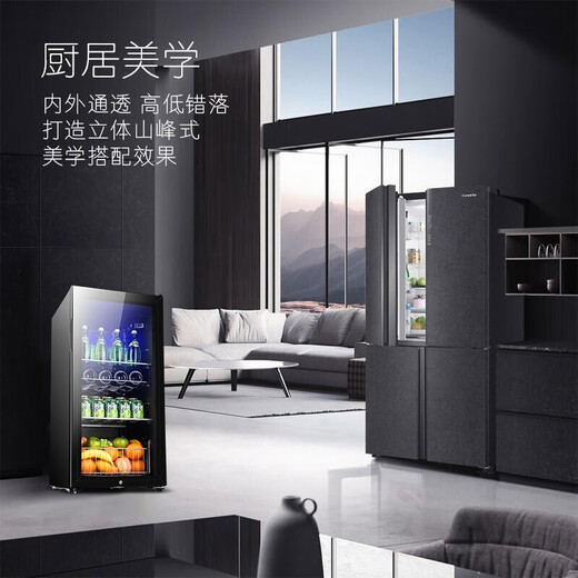 Double red wine cabinet, ice bar, office household single-door refrigerator, e-sports hotel tea small refrigerator sample cabinet BC-50 black (fully refrigerated and fresh-keeping + locked)
