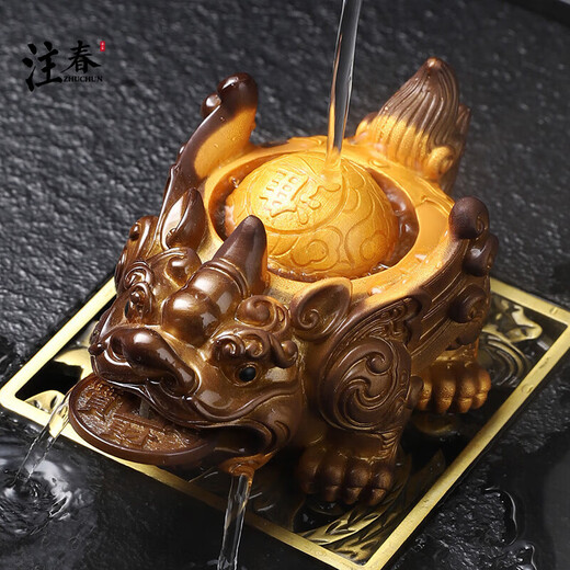 Tea pet ornaments attract wealth and good luck. Pixiu tea table, tea tray, tea set, tea set accessories, color-changing tea toy, can be raised. Color-changing money, Pixiu tea pet (green)