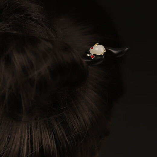 Chinese style ebony hairpin antique style retro style hand-carved elegant temperament daily Hanfu cheongsam hair accessories red tail