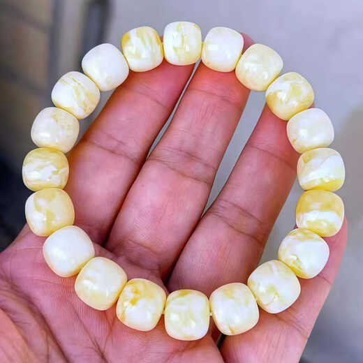 Slightly gifted natural Russian porcelain white flower wax Seiko old-shaped bracelets 10mm old-style beeswax bracelets cultural toys jewelry