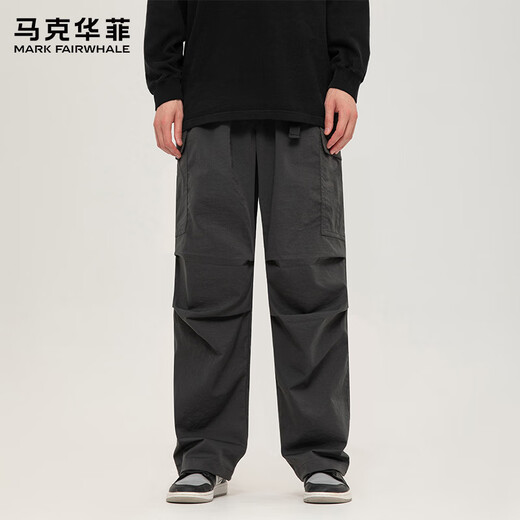 Mark Huafei 2025 Autumn New American Casual Workwear Paratrooper Pants Men's Loose Straight Trousers M Volcanic Ash