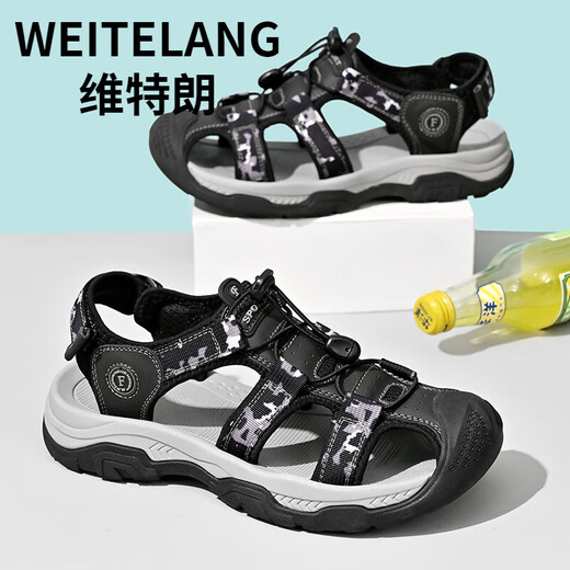 Weitelang Virgin Sommer Baotou Sandalen Herren 2025 Neues Deodorant wasserdichte Outdoor-Zweigut-Strandschuhe Sandalen 9898 Khaki 40