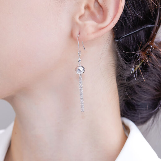 Meluxe platinum earrings for women, PT950 platinum sparkling long earrings and ear hooks, birthday gift for girlfriend, about 4.11g