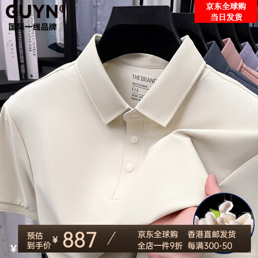 
GUYN International First-line Brand High-end Men's Short-Sleeved T-Shirt Summer 2025 New Middle-aged Half-Sleeved Polo Shirt Top 15125-Shallow Sky Blue L 50 [Suggested Weight 125-145Jin [Jin equals 0.5 kg]]