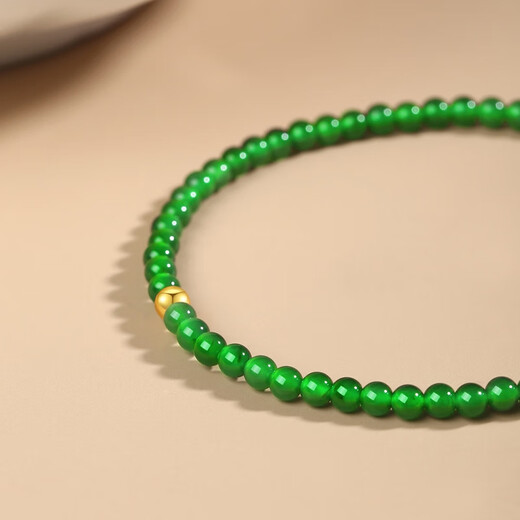 Oriental Jade Ice King Green Millet Beads Ultra-Fine Bracelet Spicy Green Gourd Jade Bracelet Lucky Fortune Birthday Gift for Women