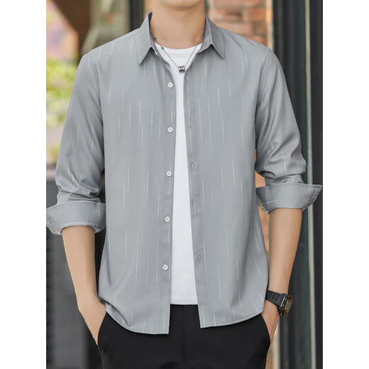 Playboy (Playboy) Shirt à manches longues de Summer Silk Silk Cool and Min Style Protection solaire et chemise usagère respirante veste lâche et mature 6169 Green M 90-110Jin [Jin est égal à 0,5 kg]