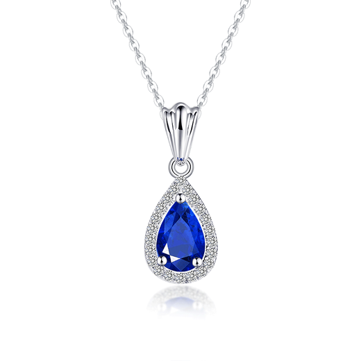 Tingliang 0.6 carat royal blue sapphire pendant 18K gold diamond colored gemstone necklace Chinese Valentine's Day single pendant