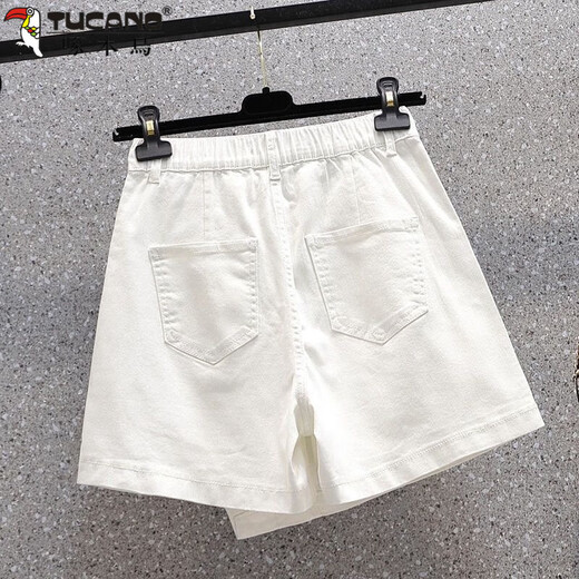 Woodpecker (Tucano) 2025 pantalon et jupes minces d'été pour les femmes Version européenne décontractée lâche denim polyvalent les jupes courtes hautes hautes taille largeur A-line aire blanche tendance e 9207 m 100jin [Jin équivaut à 0,5 kg] -110jin [Jin est égal à 0,5 kg]
