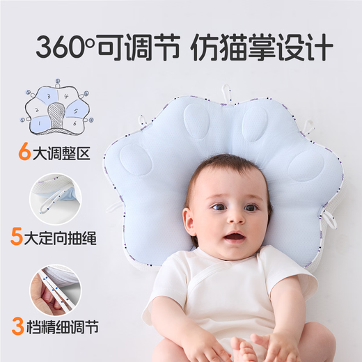 Jingqi (joyncleon) детская стиля подушка 0-6 месяцев Спящая круглая голова Форма головы детская анти-рефлекция 0-1-летняя синяя jzt192122