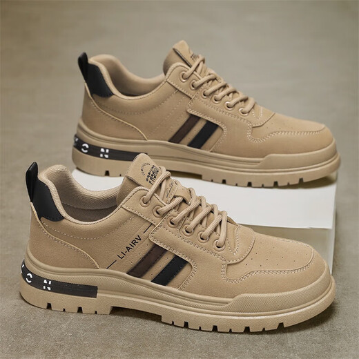 Huilirui workwear men's shoes 2025 new autumn and winter construction site work labor protection work work non-slip wear-resistant casual Martin boots khaki 42