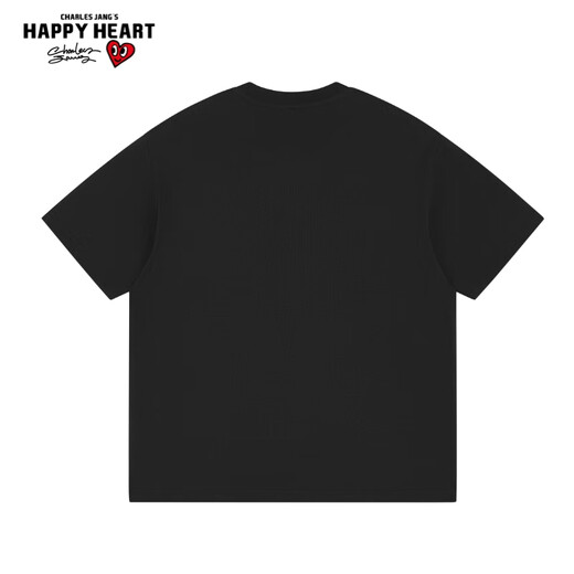 Charles Peach Heart Summer Fashion Fashion Manga corta Algodón puro Camiseta de estampado Funny Graffiti Pareja redonda de cuello redondo