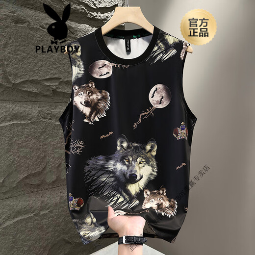 Playboy (PLAYBOY) Men's Ice Silk Quick-Drying Vest 2025 New Summer Fashion Fashion Casual Vest Sleeveless T-shirt Undershirt White 2XL 135-150Jin [Jin equals 0.5 kg]
