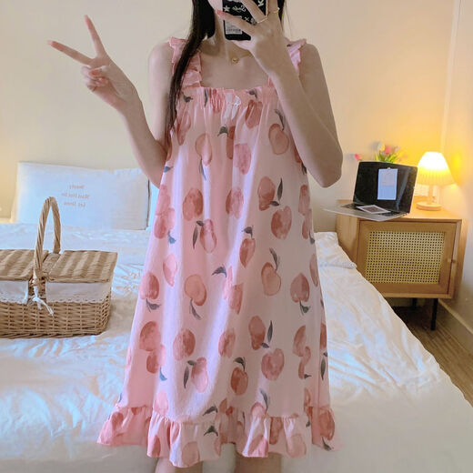 INS Style Cherry Starge Simsner Nightgown para mujeres en verano Estilo delgado 2025 Nuevo Internet Celebridad Princesa Estilo dulce Pajama de estudiantes tendencia 9272# Cherry Bear M