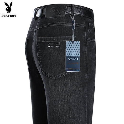 Playboy (Playboy) High-End-Sommer-Dünne Jeans mittleren Alters mittleren Alters mit hoher Taille-Hose Dad Business Casual Hosen Mode mittelblau [3891] Sommerdünn 33 Größe (Taille 2 Fuß 6)