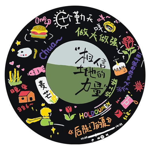 
Ten Qintian hand-painted graffiti vinyl record DIY digital oil painting ornaments decorative painting unzipped handmade gift RS16778 diameter 20cm thick solid wood inner frame Highlight pigment + oil canvas + painting