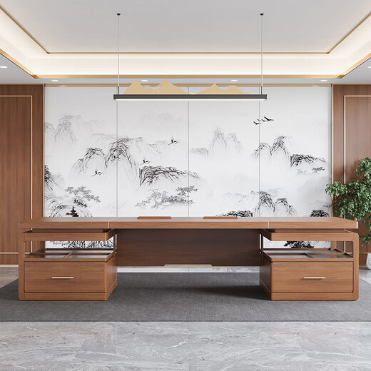 Ningqiu Luoge (NICHLORT) desk solid wood boss desk high-end new Chinese style office furniture simple modern president desk executive desk 2.6 meters desk