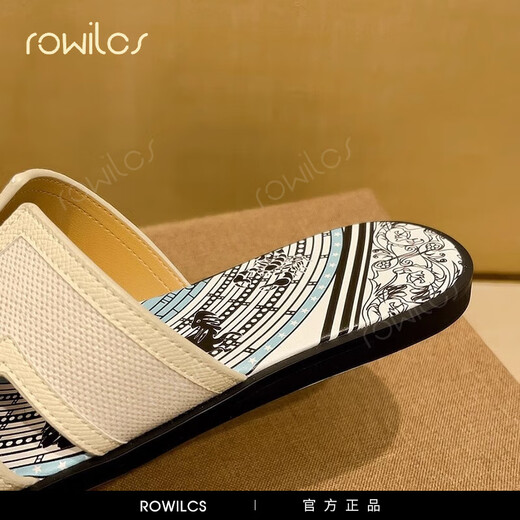 Rowilcs Brand Slippers Men's Summer Beach Brand Brand Brand Sandals Design Sense Sense non glissée, résistant à l'usure Sole Sole Out-Out Blocking Flip Flops Code standard 38