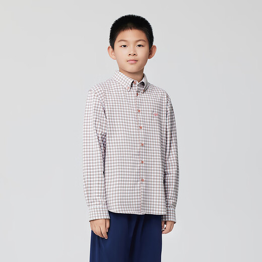 YOUNGOR long-sleeved shirt boys cotton blended chest embroidered little dragon horse suede shirt soft and comfortable 2025 shopping mall same style pink KLRM115670OKA 150 150/76