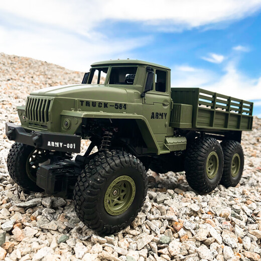 Jingxuan Toy Truck Large Truck Remote Control Heavy Large Remote Control Heavy Truck Off-Road Vehicle Charging Children's Electric Vehicle Green Remote Control Six-Wheel Military Truck Total use of two batteries is about 6080 minutes