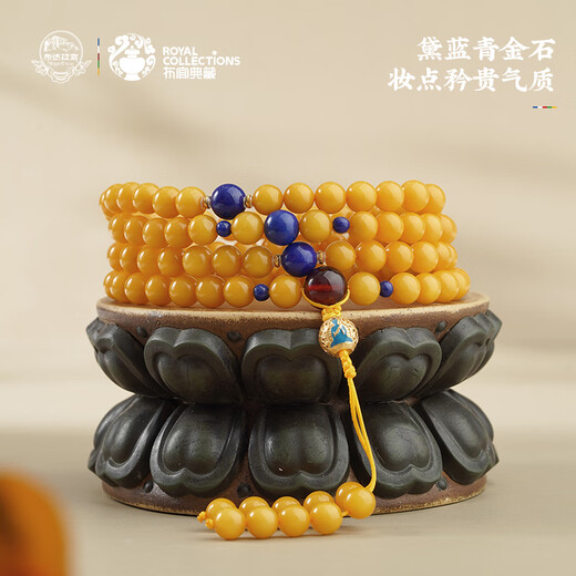 Potala Palace beeswax lapis lazuli 108 beads multi-circle play bracelet blood amber 925 silver bracelet necklace men and women birthday gifts