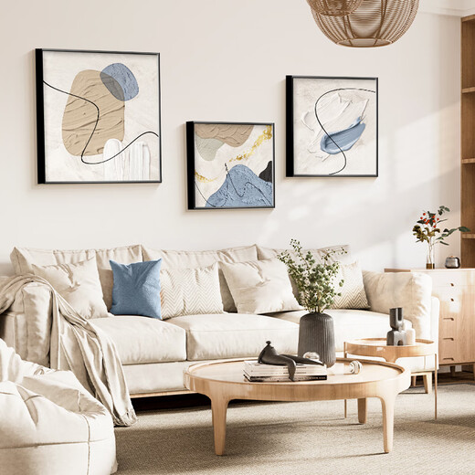 Long time no see modern minimalist living room decoration painting light luxury high-end abstract art triptych mural sofa background wall hanging painting