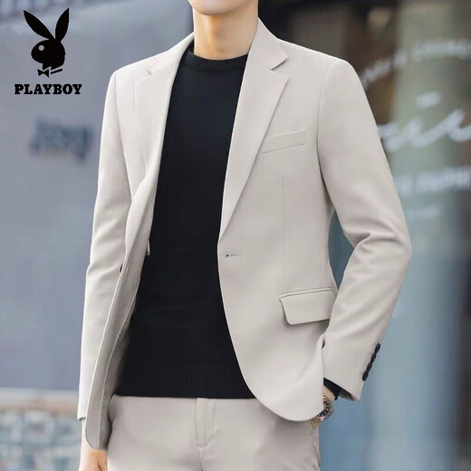 Playboy (Playboy) Herren -Kaffeeanzug Frühling und Herbst Schlanker und gutaussehender lässiger Anzug Jacke koreanische Hochzeitsstil Top Brown [Single Piece] Hochqualität höher als die Qualität von Peers
