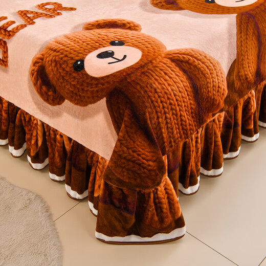 High weight milk velvet four-piece set in winter, thickened and warm double-sided velvet bed sheets and quilt covers, anti-static and lint-free KT Bear 1.8m bed sheet style four-piece set - quilt cover 200*230cm