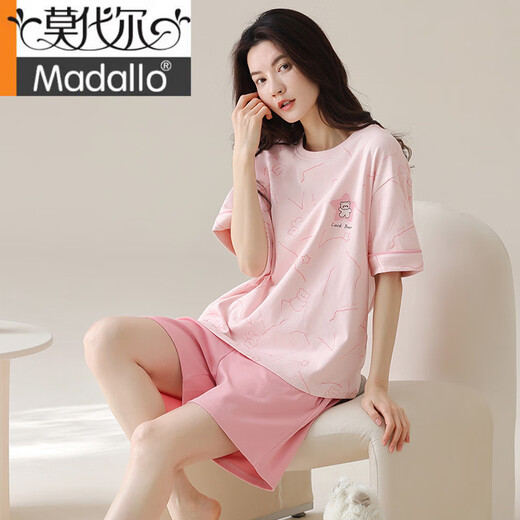 莫代尔2025睡衣女夏季短袖短裤纯棉圆领薄款甜美粉色家居服套装女可外穿 Z9859 2XL 【建议140-160斤穿】