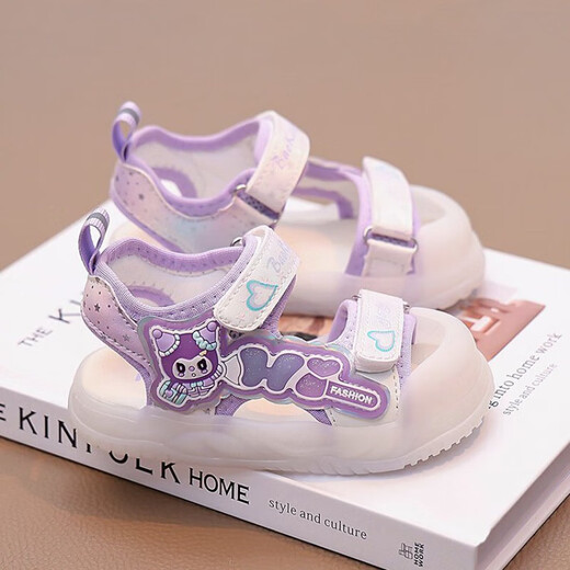 Kulomi Girls Sandals Sac Toe Anti-Kick 2025 New Children's Summer Princess Beach Chaussures Soft Sole Enfant Purple 23