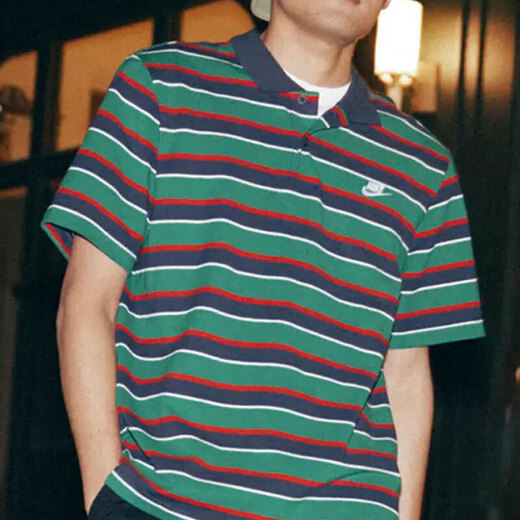 耐克（Nike）短袖男装 2024夏季新款户外健身运动服POLO衫条纹百搭翻领休闲T恤 FN3897-410 M /建议120-130斤