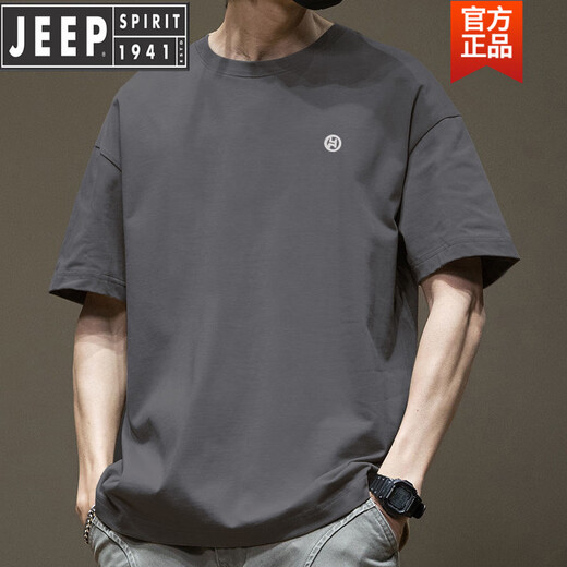 Jeep (JEEP) high-end trend American short-sleeved T-shirt for men in summer round neck versatile casual 2025 new trendy brand loose Hong Kong style T-shirt white-1365 short-sleeved-pure cotton S [recommended 80-110Jin [Jin equals 0.5 kg]]