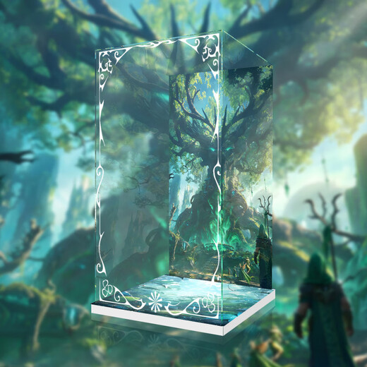 Saikoyou is suitable for Wind Walker Statue Breeze Ring Sculpture Acrylic Display Box Transparent Storage Dust Cover (Collection S Level) Wood Grain Light Box Printing Model 43*53*60CM (inner dimensions not included)