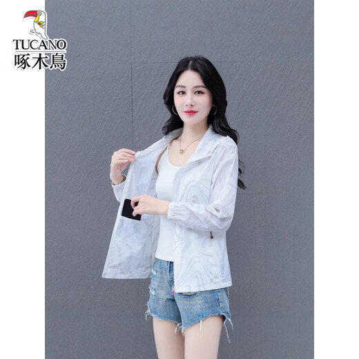 
Woodpecker summer new sun protection clothes for women's breathable thin UV protection mother summer jacket White M