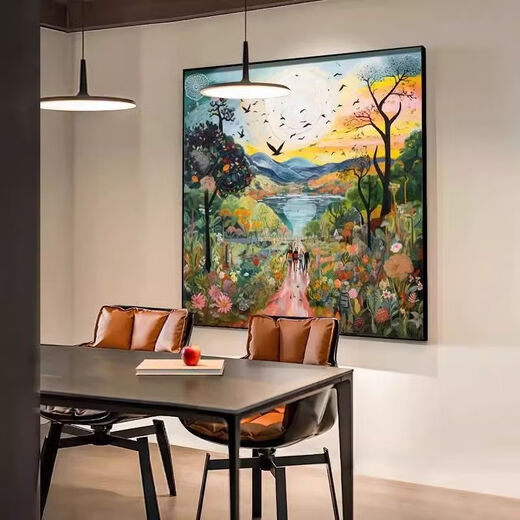 小众创意方板童心未泯高档艺术装饰画客厅餐厅挂画酒店背景墙 TRG3892 100X100可定制款晶瓷面铝合金金框