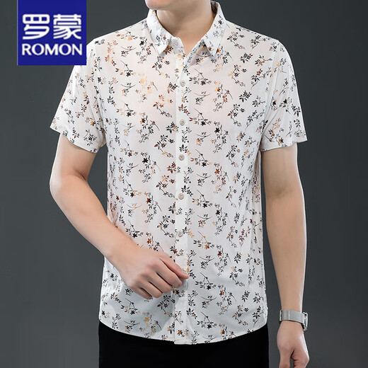ROMON (ROMON) 25 Summer NUEVA Camisa de manga corta para hombres Camisa delgada de moda Top 9898 Gold 4xl 190