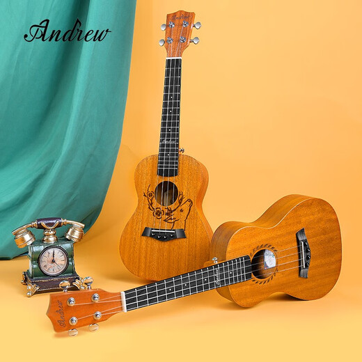 Andrew (Andrew) ADL Andrew 23-Zoll-Anfängerin-Ukulele-Studentin männlicher Ukulele-Hirsch-Gitarre Full Peach Heart 26-Zoll-Windblatt + Vollständiges Accessoires