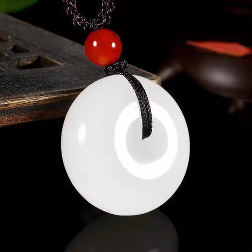 White jade color peace buckle imitation jade pendant gold wire necklace jade men's and women's mutton fat pendant imitation jade pendant item peace buckle emerald green large size