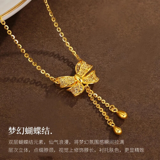 Only double positive gold necklace for women 2025 new pure gold pendant 18K color gold clavicle chain for girlfriend Fugitive Princess Necklace