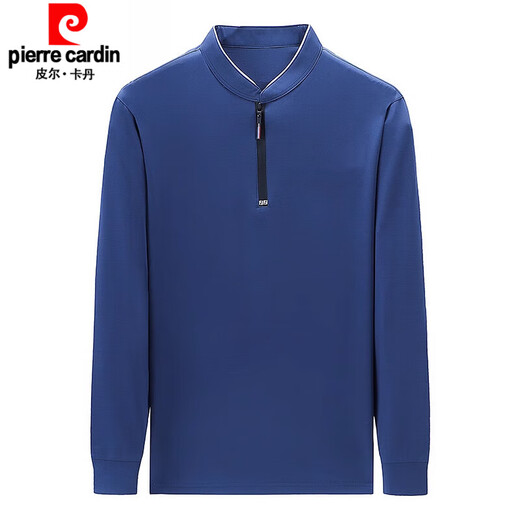 
Pier Cardin spring small stand-up collar men's long-sleeved T-shirt half-zipper body shirt fashionable casual middle-aged single-piece men's top P6625 black M 165