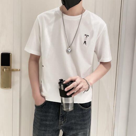 Qiao yilun kurzärmeliges T-Shirt Herren Sommer Top Simple und vielseitiger Trend 2025 Neue trendige Marke Slim und Handsome Männer halbärmelig T 1101-1-9226-White M